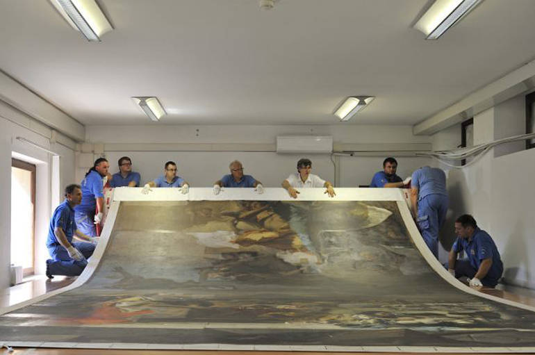 Sarmede: cantiere aperto sul restauro della pala di Santa Tecla