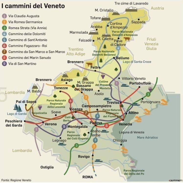 Una legge regionale sui Cammini del Veneto