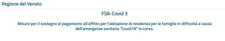 VENETO: Regione, contributo affitto Fsa-Covid 3